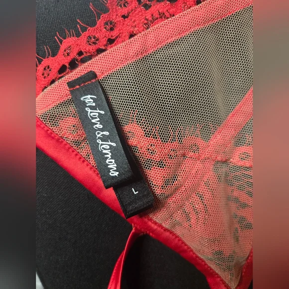 For Love and Lemons Red Lace Roses Garter Lingerie Sexy Valentine's Large Y2K - Picture 7 of 7